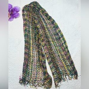 Multicolored Pink, Black, White, Blue Women's Honeycomb Knit Scarf Accessory